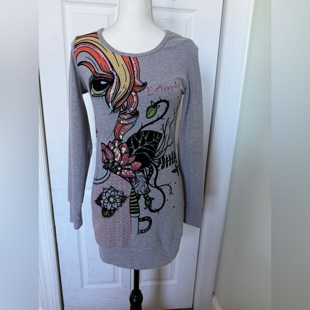 Y2K IB diffusion Sweater Dress with Iconic Image Sz M